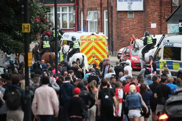 Violent scenes in Sunderland on Friday resulted in four offices being injured