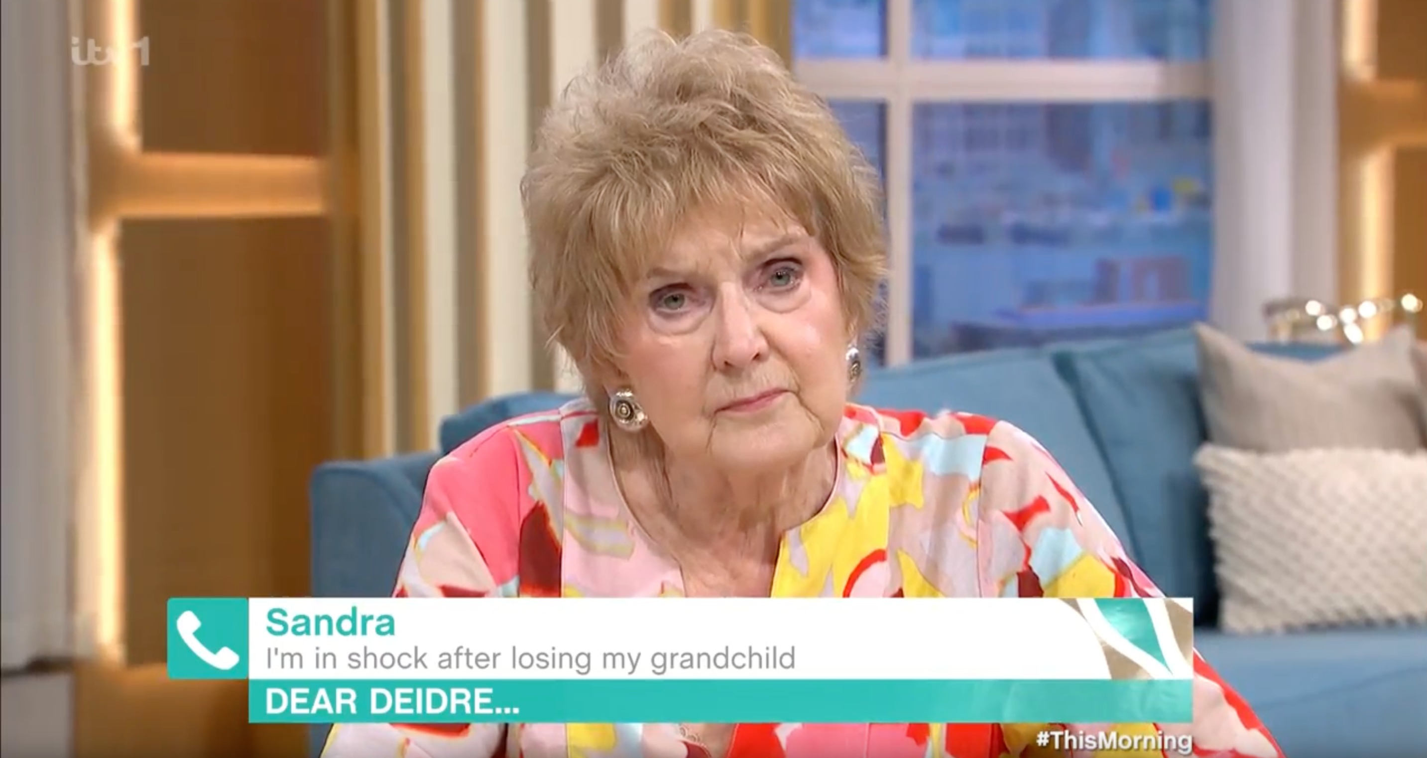 Agony aunt Deidre was chatting to grandmother Sandra, who recently lost her 14-year-old granddaughter