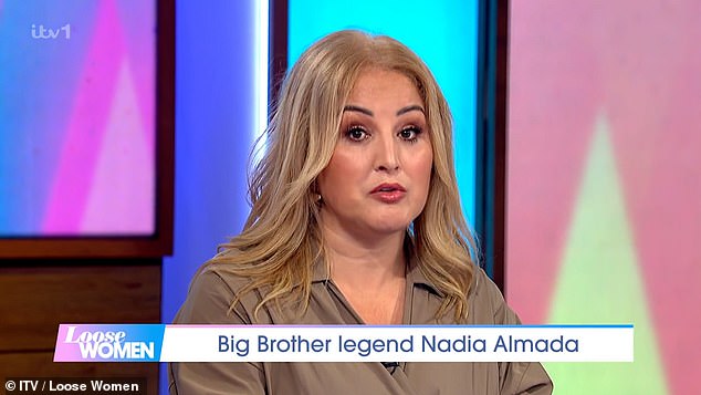 Big Brother legend Nadia Almada issued a heart-wrenching apology to her younger self for 'fat-shaming' and 'objectifying' her looks during an appearance on Loose Women on Tuesday