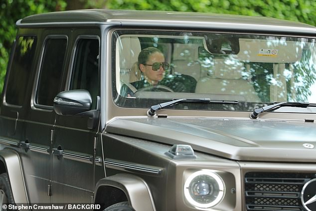 While Molly-Mae herself was spotted looking solemn in her Mercedes-AMG G 63 Magno Edition, also sporting large aviator shades