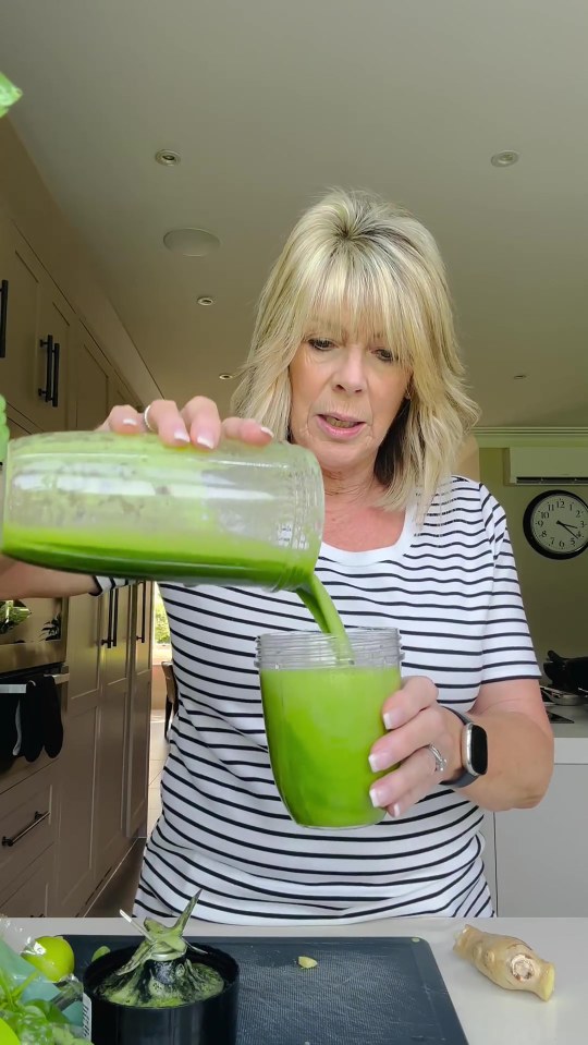 Ruth made an upside down salad and a green juice