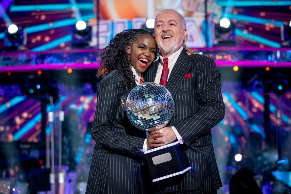 Oti has won Strictly twice - with comedian Bill Bailey, pictured, and soap star Kelvin Fletcher